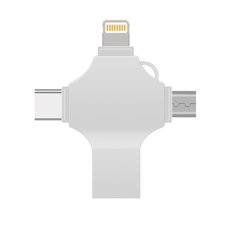 Cross 4 in 1 128GB 8 Pin + Micro USB + USB-C / Type-C + USB 3.0 Metal Flash Disk