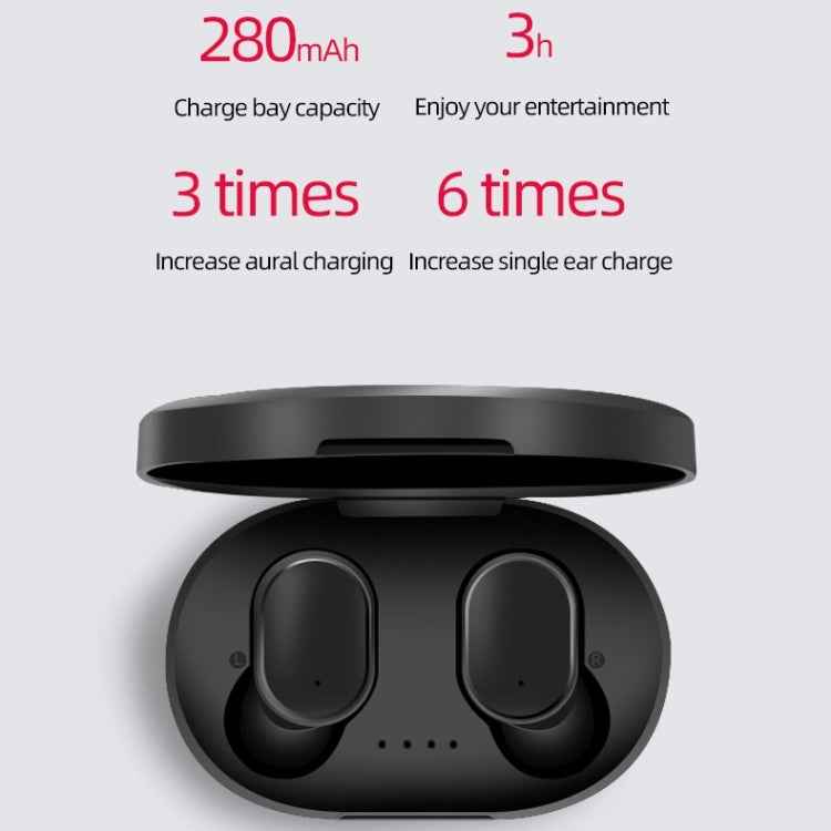 A6S IPX4 Waterproof Bluetooth 5.0 Wireless Bluetooth Earphone with Charging Box, Support for HD Calls & Siri & IOS Power Display