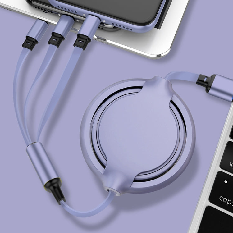 Câble de chargement rétractable 3 en 1 USB vers USB-C / Type-C + 8 broches + Micro USB 3,5 A en silicone liquide