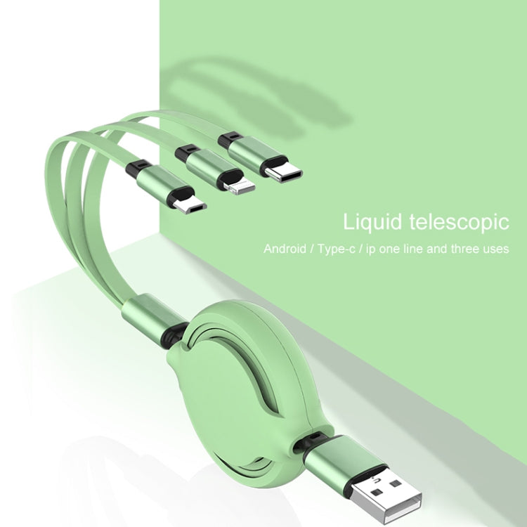 Câble de chargement rétractable 3 en 1 USB vers USB-C / Type-C + 8 broches + Micro USB 3,5 A en silicone liquide