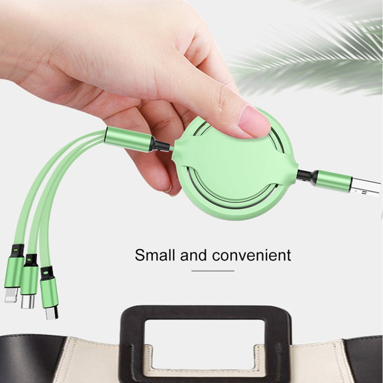 Câble de chargement rétractable 3 en 1 USB vers USB-C / Type-C + 8 broches + Micro USB 3,5 A en silicone liquide
