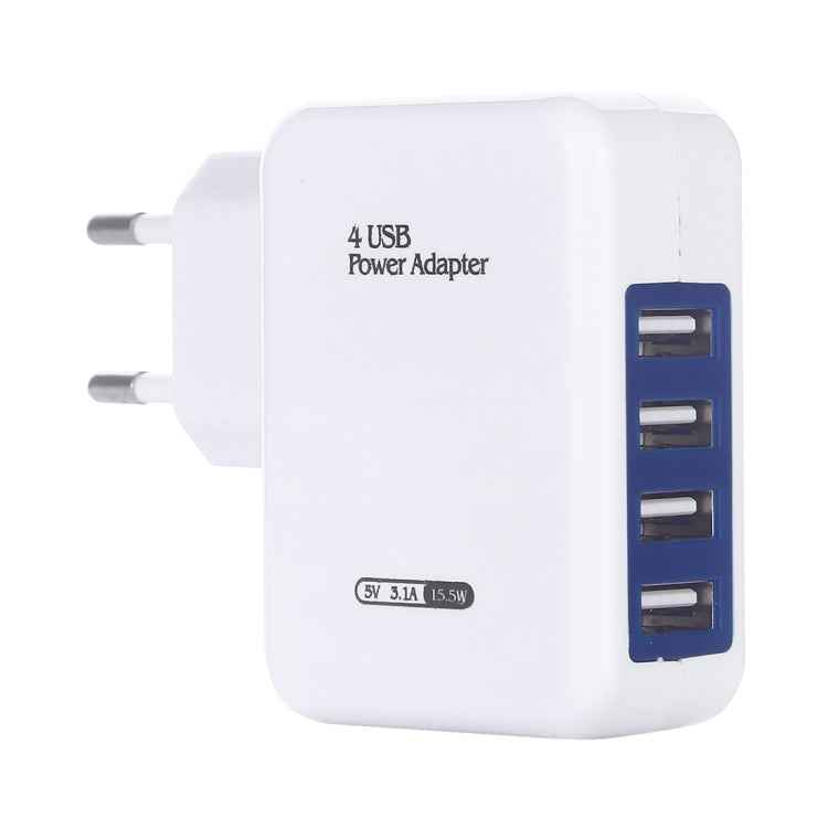 HT-CD03 15.5W 5V 3.1A 4-Port USB Wall Charger Travel Charger, EU Plug