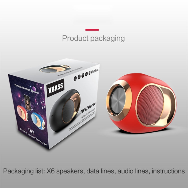 X6 TWS 5W Outdoor Waterproof Bass Wireless Bluetooth Speaker, Support Hands-free / USB / AUX / TF Card