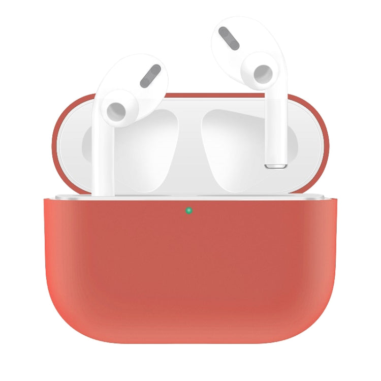 For AirPods Pro Solid Color Silicone Earphone Protective Case, Pink, Green, Grey, Watermelon Red, Light Purple, Red, Black, White, Yellow