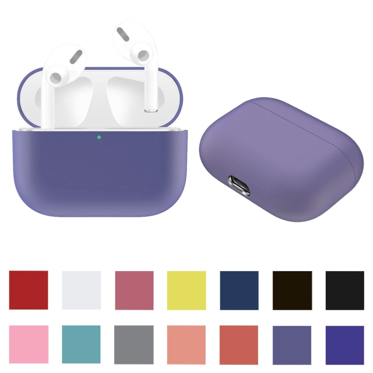 For AirPods Pro Solid Color Silicone Earphone Protective Case, Grey, Light Purple, Black, Yellow, Pink
