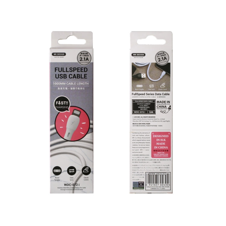 WK WDC-072 1m 2.1A Output Full Speed Series USB to 8 Pin Data Sync Charging Cable, 8 Pin