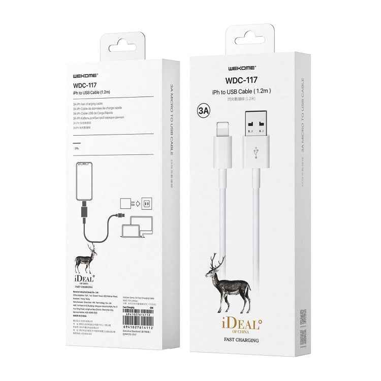 WK WDC-117 3A 8 Pin Fast Charging Charging Cable, Length: 1.2m