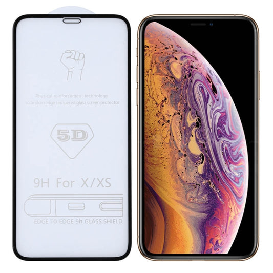 For iPhone X / XS / 11 Pro 9H 5D Full Glue Full Screen Tempered Glass Film, For iPhone X / XS (1 PC)