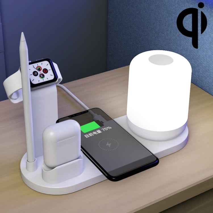 WS6 10W 2 USB Ports + USB-C / Type-C Port Multi-function Desk Lamp + Qi Wireless Charging Charger