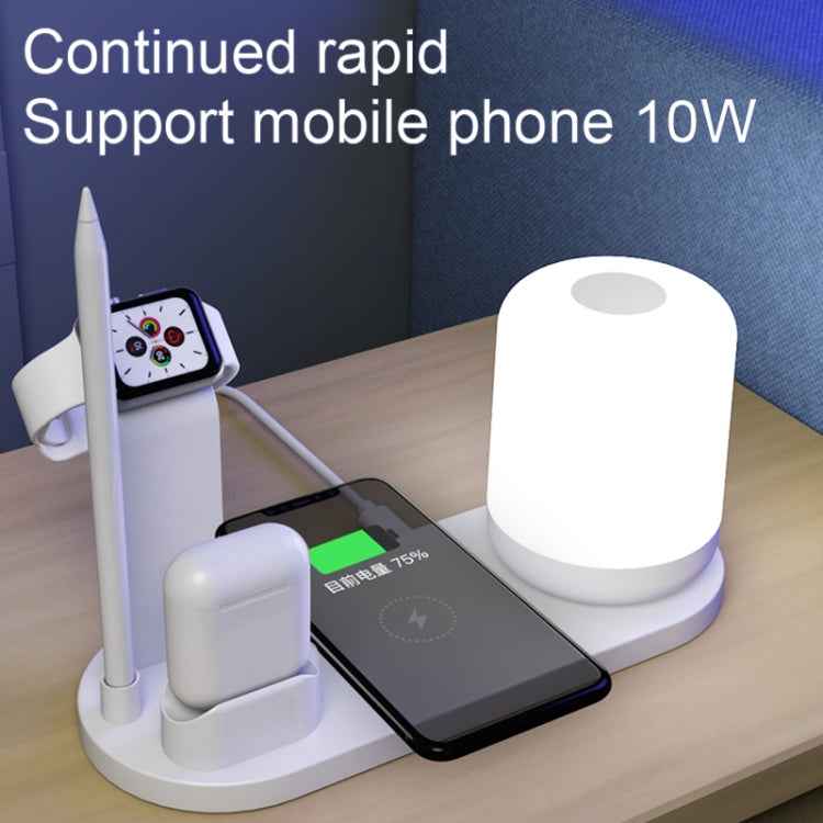 WS6 10W 2 USB Ports + USB-C / Type-C Port Multi-function Desk Lamp + Qi Wireless Charging Charger