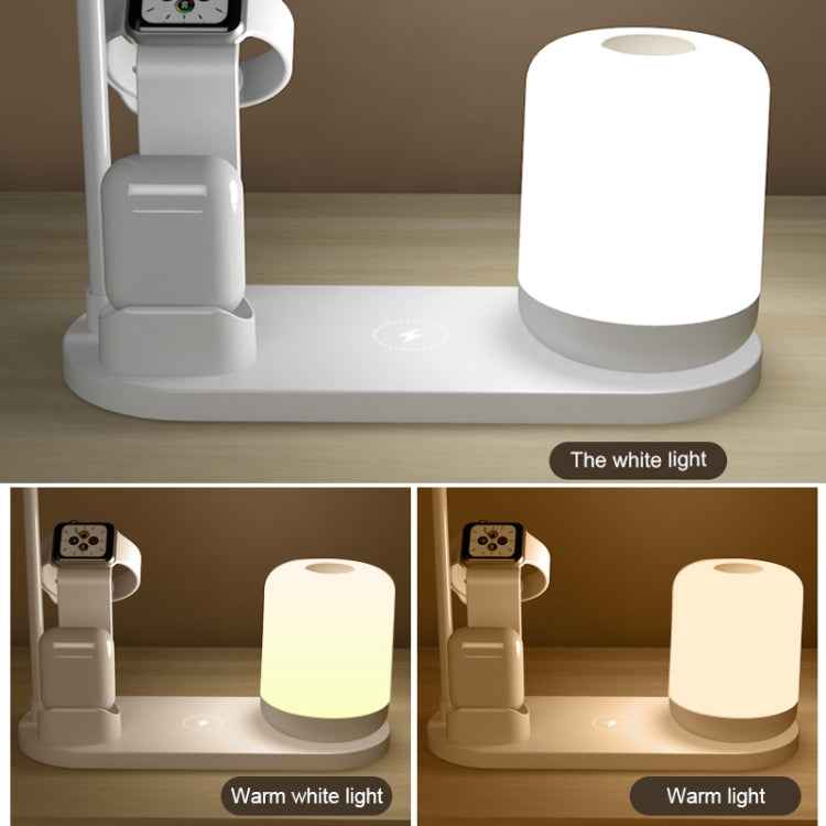WS6 10W 2 USB Ports + USB-C / Type-C Port Multi-function Desk Lamp + Qi Wireless Charging Charger
