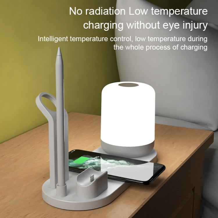 WS6 10W 2 USB Ports + USB-C / Type-C Port Multi-function Desk Lamp + Qi Wireless Charging Charger