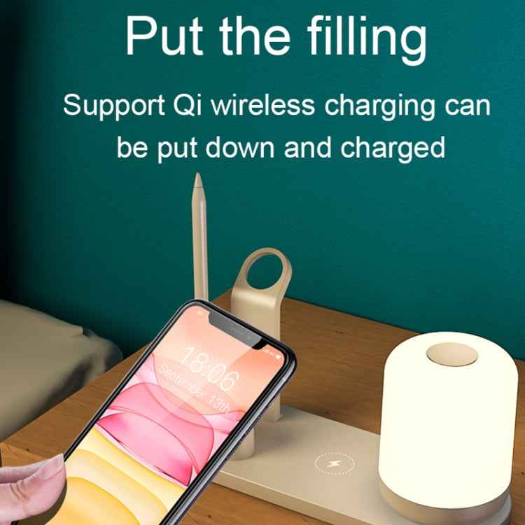 WS6 10W 2 USB Ports + USB-C / Type-C Port Multi-function Desk Lamp + Qi Wireless Charging Charger