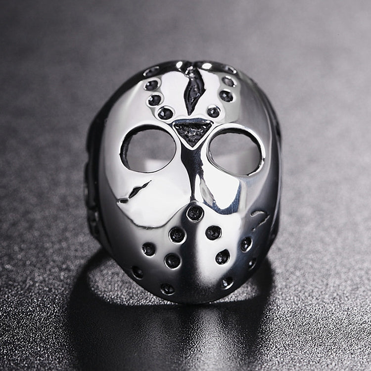 Europe and America Style Punk Gothic Rock Mask Skull Men Titanium Steel Ring, US Size: 7, Diameter: 17.4mm, Perimeter: 55mm