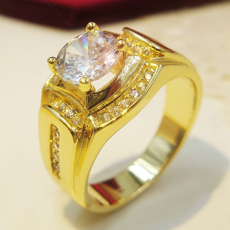 Fashion Businessman 18K White Gold Plated + AAA Zircon Men Diamond Ring, Size: 11, Diameter: 20.6mm, Perimeter: 64.6mm
