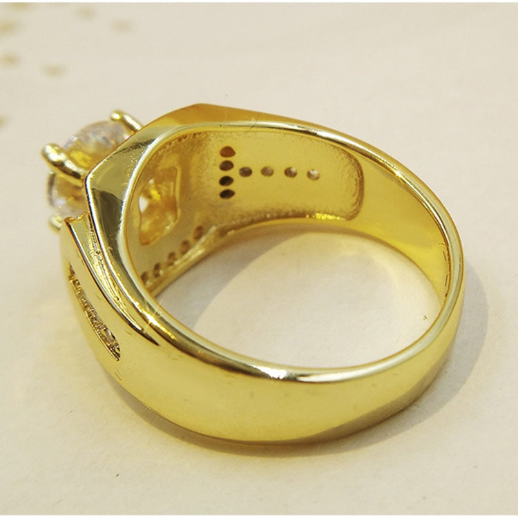 Fashion Businessman 18K White Gold Plated + AAA Zircon Men Diamond Ring, Size: 12, Diameter: 21.4mm, Perimeter: 67.2mm