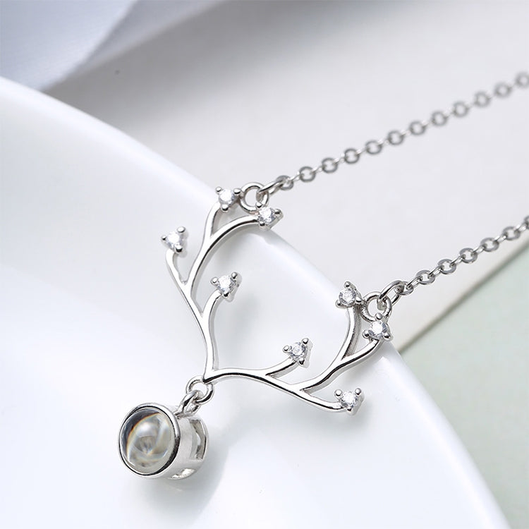 Women Fashion S925 Sterling Silver 100 Languages I Love You Memory Stone Pendant Necklace