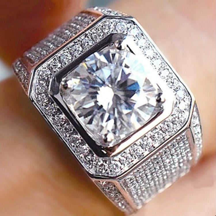 Fashion Full Rhinestone Micro-insert Silver Ring, US Size: 12, Diameter: 21.5mm, Perimeter: 67.5mm