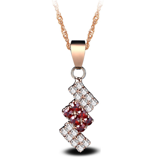 18k Gold Plated Irregular Geometry Crystal Pendant Necklace For Female, 43*13 mm