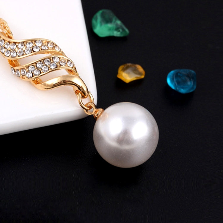 Set Jewelry (1 Pair Earrings and 1 PCS Necklace Included) Chic  Pearl and Rhinestone Pendant Necklace and Earrings, Gold, Silver