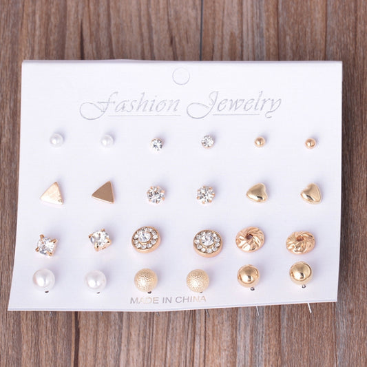 12 Pair Sets Assorted Multiple Stud Earings Jewelry Set With Card For Women And Girls(Silver)