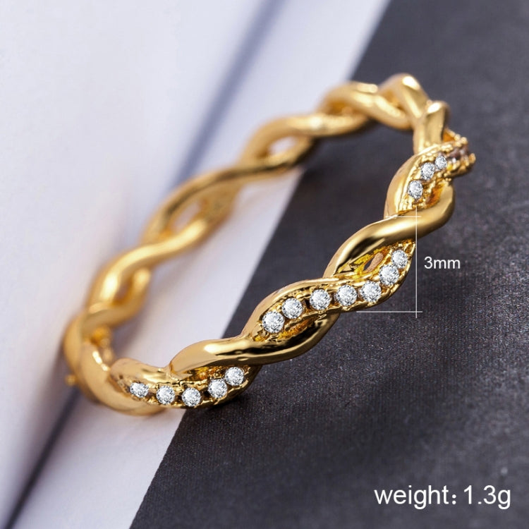 Simple Stylish Ladies Full Rhinestone Twist Modelling Ring(US Size:6)
