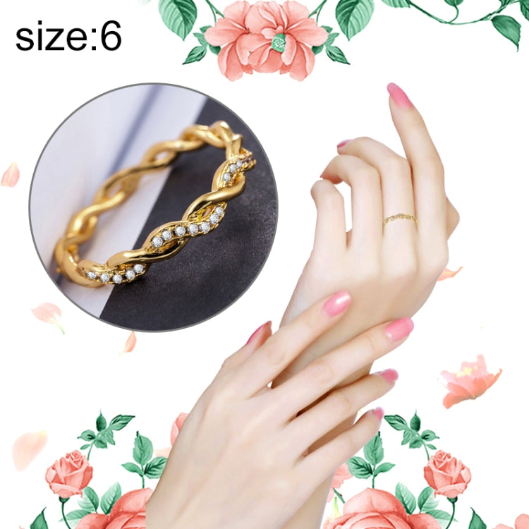 Simple Stylish Ladies Full Rhinestone Twist Modelling Ring(US Size:6)