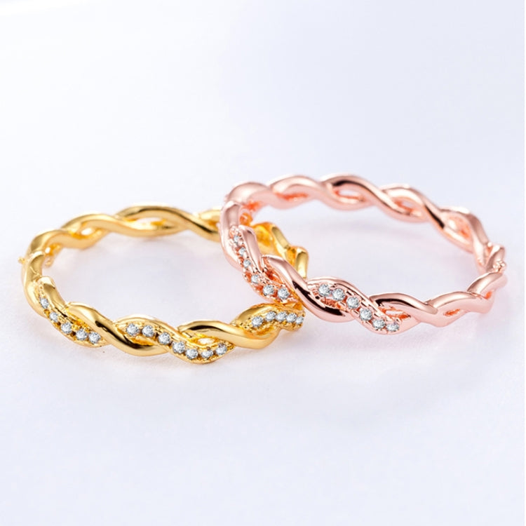 Simple Stylish Ladies Full Rhinestone Twist Modelling Ring(US Size:7)