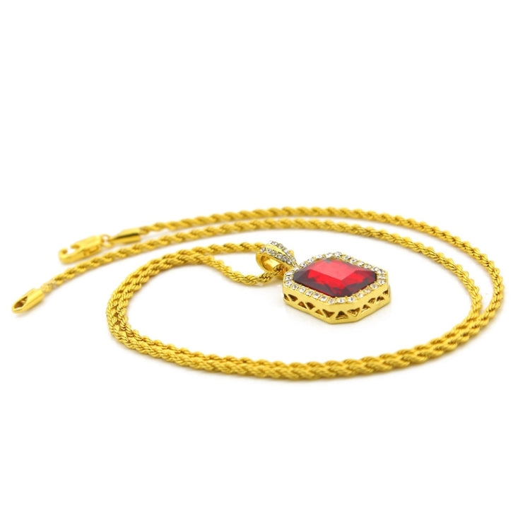 Hip Hop Mini Rhinestone Colorful Pendant Twist Gold Chain Necklace for Men