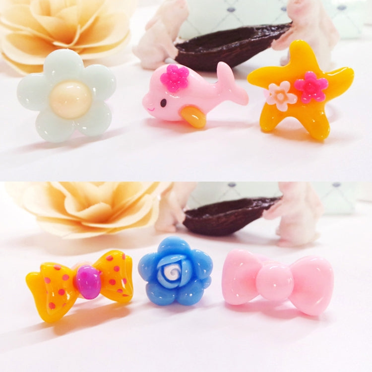 40 PCS Children Cute Cartoon Resin Flower Animal Heart Bow-knot Ring, Smooth Surface