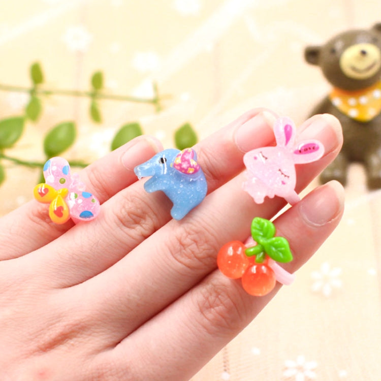 40 PCS Children Cute Cartoon Resin Flower Animal Heart Bow-knot Ring, Smooth Surface