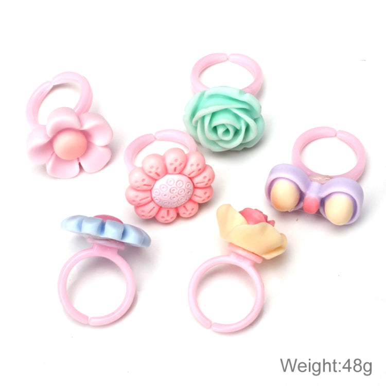 50 PCS Children Cute Cartoon Resin Flower Animal Heart Bow-knot Ring, Frosted Surface