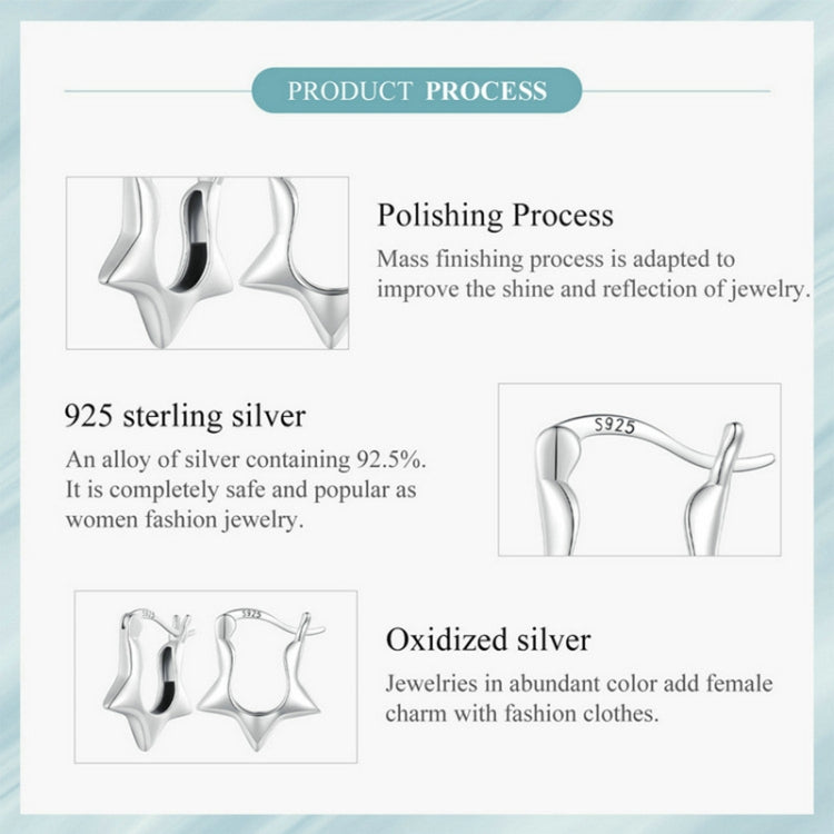SCE1615 Sterling Silver S925 Simple Versatile Star Earrings