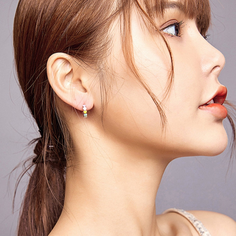 SCE909-B Sterling Silver S925 Rainbow Heart Stud Earrings Drop Oil Jewelry Earrings