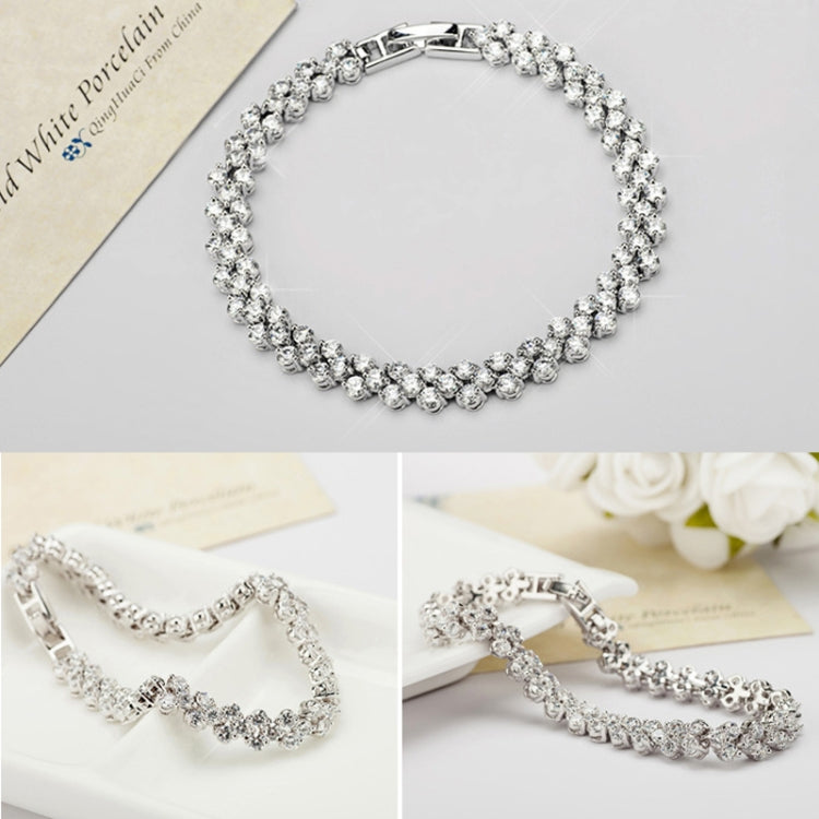 19cm Fashion Zircon Encrusted Roman Bracelets Platinum-plated Bracelet Jewelry