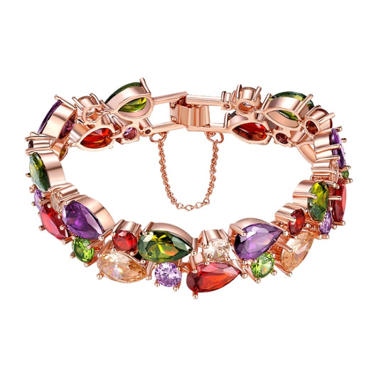 18cm Fashion Mona Lisa Rose Gold Colorful Zircon Bead Bracelets