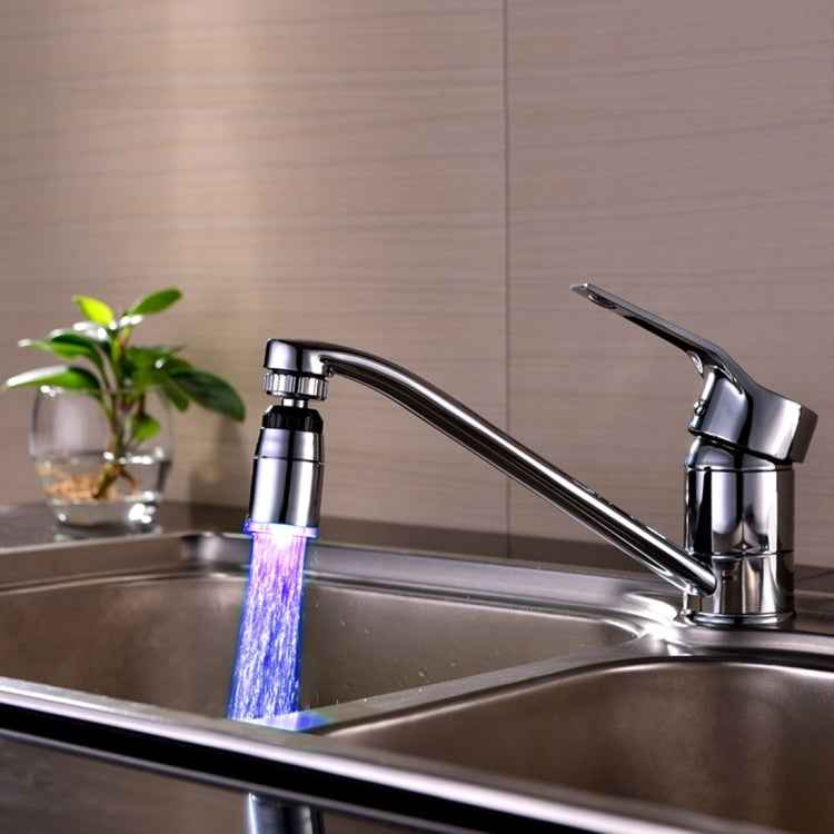 SDF-B9 1 LED ABS Temperature Sensor 3-color LED Faucet Light Water Glow Shower, Size: 58 x 28mm, Interface: 22mm (Silver)