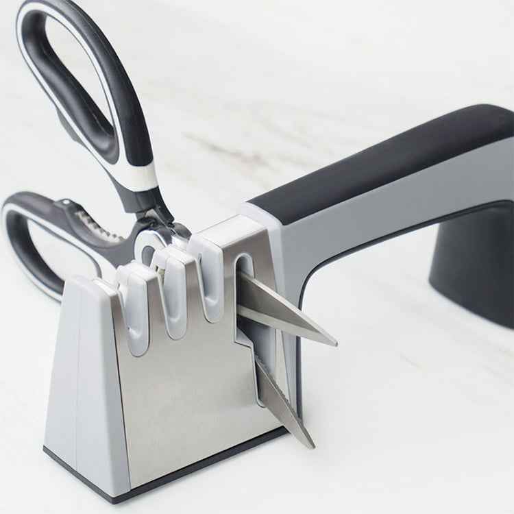 4 in 1 Stainless Steel Knife Sharpener Four Section Hand-held Quick Sharpening Tool with Non Slip Handle