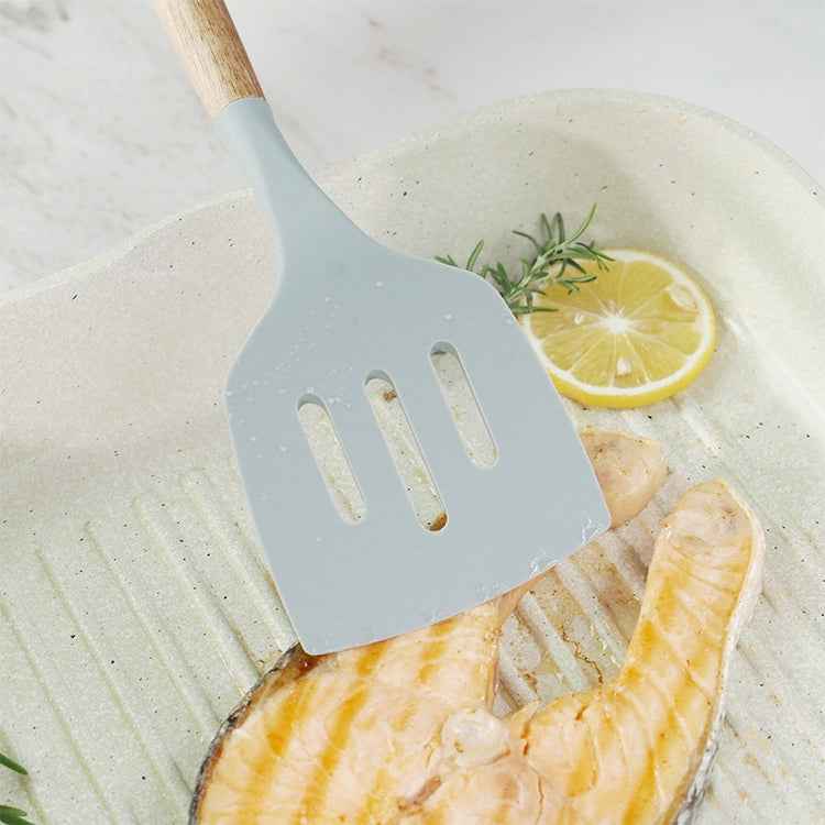 13 in 1 Silicone Wood Handle Heat-resistant Cooking Cutlery Sets Kitchen Tools with Large Container