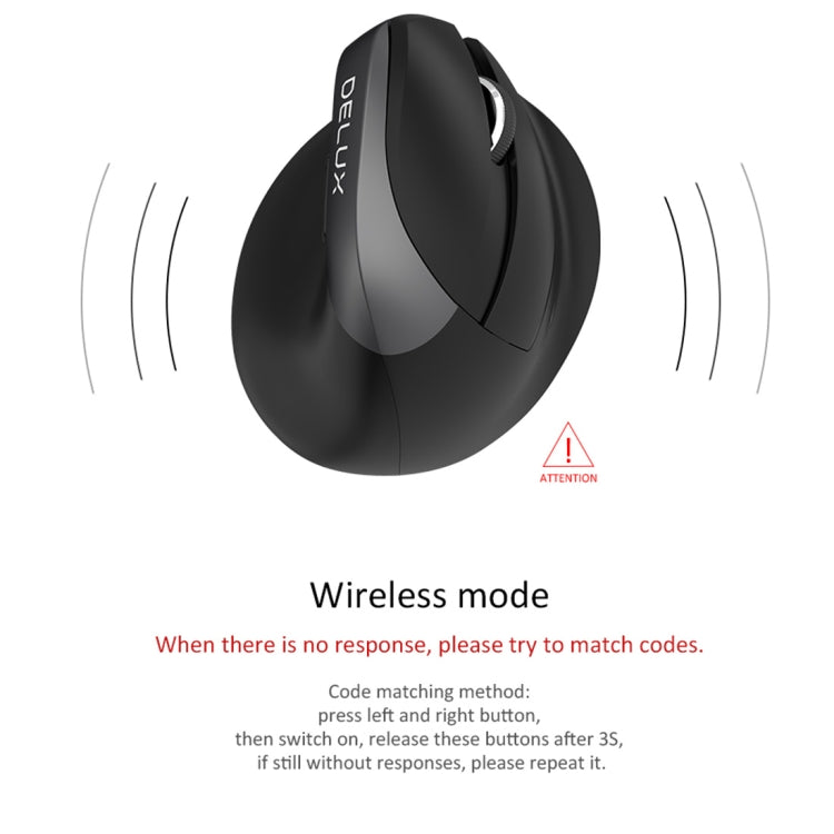 DELUX M618 Mini 2.4G Wireless 2400DPI USB Rechargeable Ergonomic Vertical Mouse