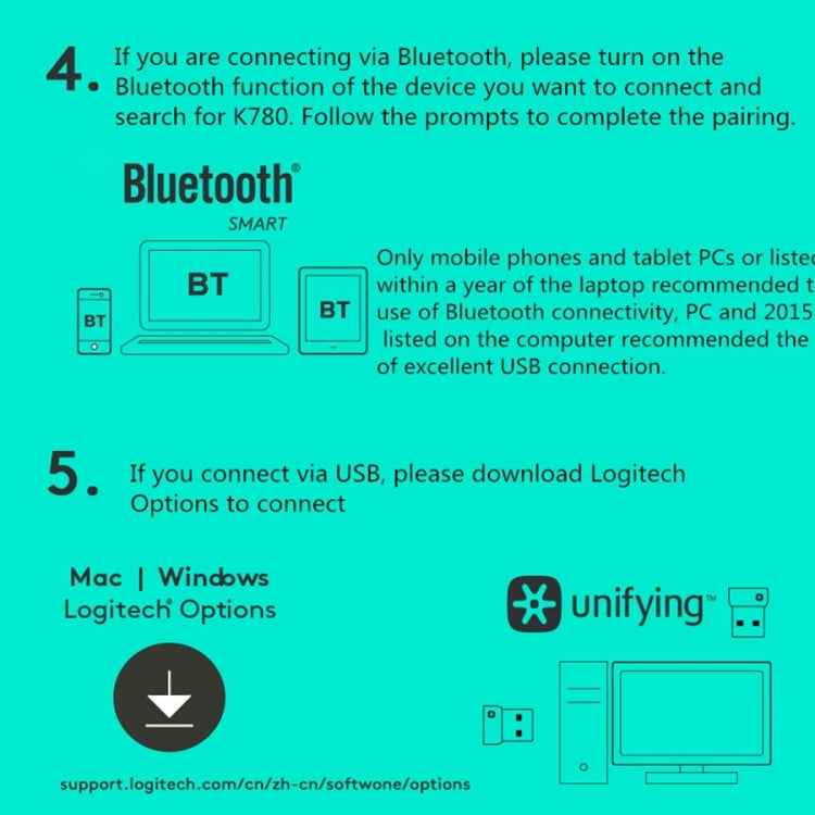 Logitech K780 Multi-device Bluetooth + Unifying Dual Mode Wireless Keyboard with Stand