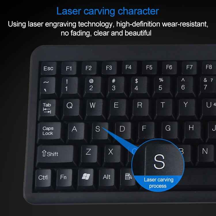 DS-8900 PS / 2 Interface Prevent Water Splashing Laser Engraving Character One-piece Wired Trackball Keyboard, Length: 1.5m