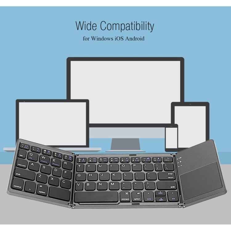 B033 Rechargeable 3-Folding 64 Keys Bluetooth Wireless Keyboard with Touchpad