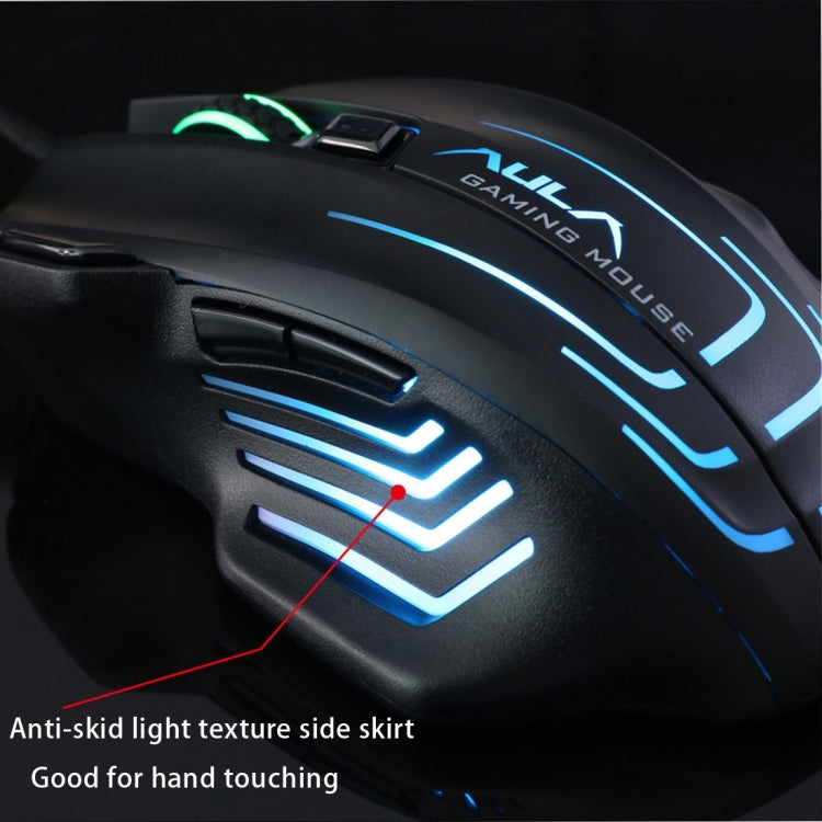 Aula Series Ghost Shark II Colourful Light 7D Optical Competitive USB Wired Game Mouse, Maximum Resolution of 4000 DPI
