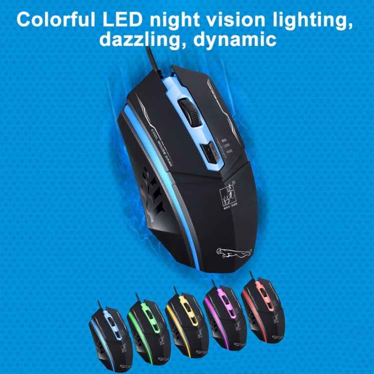 Chasing Leopard 199 USB 1600DPI Three-speed Adjustable LED Backlight Wired Optical Gaming Mouse, Length: 1.3m