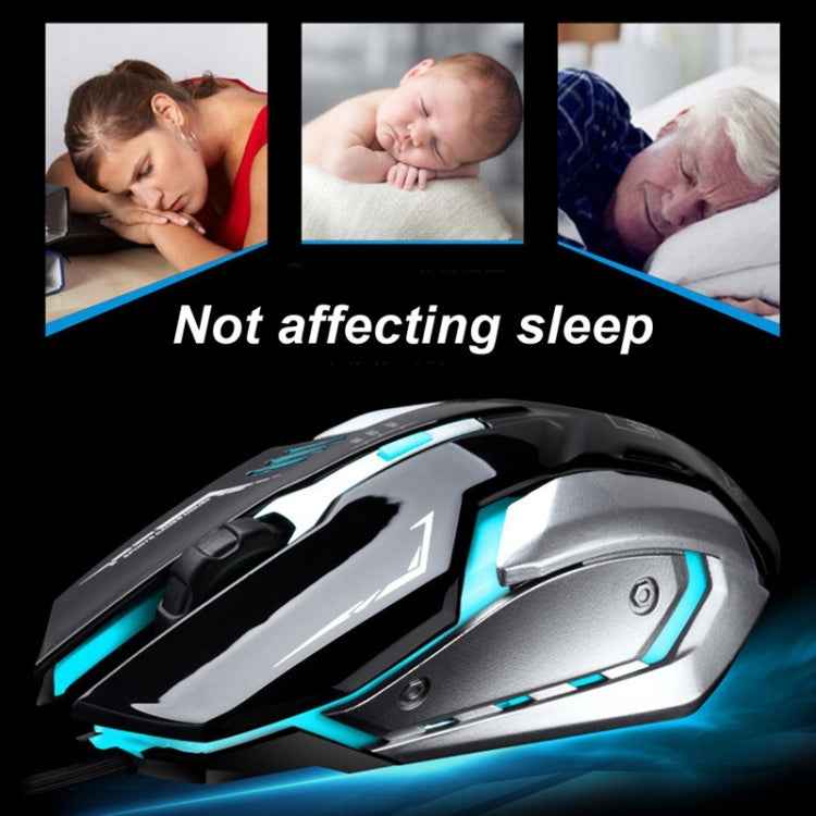 Chasing Leopard K1 USB 1600DPI Three-speed Adjustable LED Backlight Mute Wired Optical Gaming Mouse, Length: 1.3m