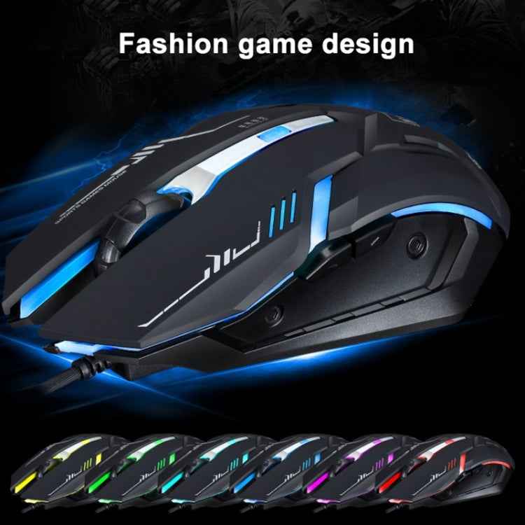 Chasing Leopard V17 USB 2400DPI Four-speed Adjustable Line Pattern Wired Optical Gaming Mouse with LED Breathing Light, Length: 1.45m