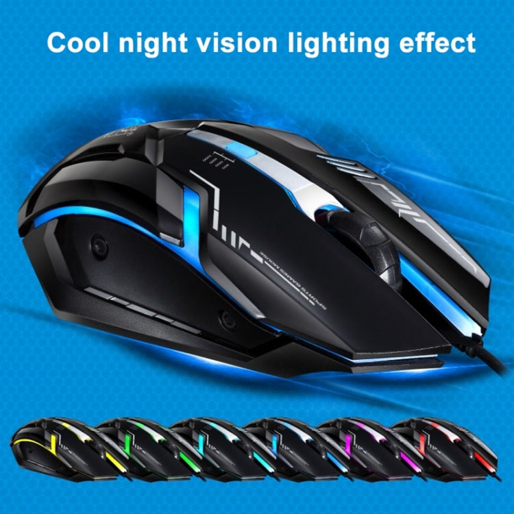 Chasing Leopard V17 USB 2400DPI Four-speed Adjustable Line Pattern Wired Optical Gaming Mouse with LED Breathing Light, Length: 1.45m, V17 Jet Black, V17