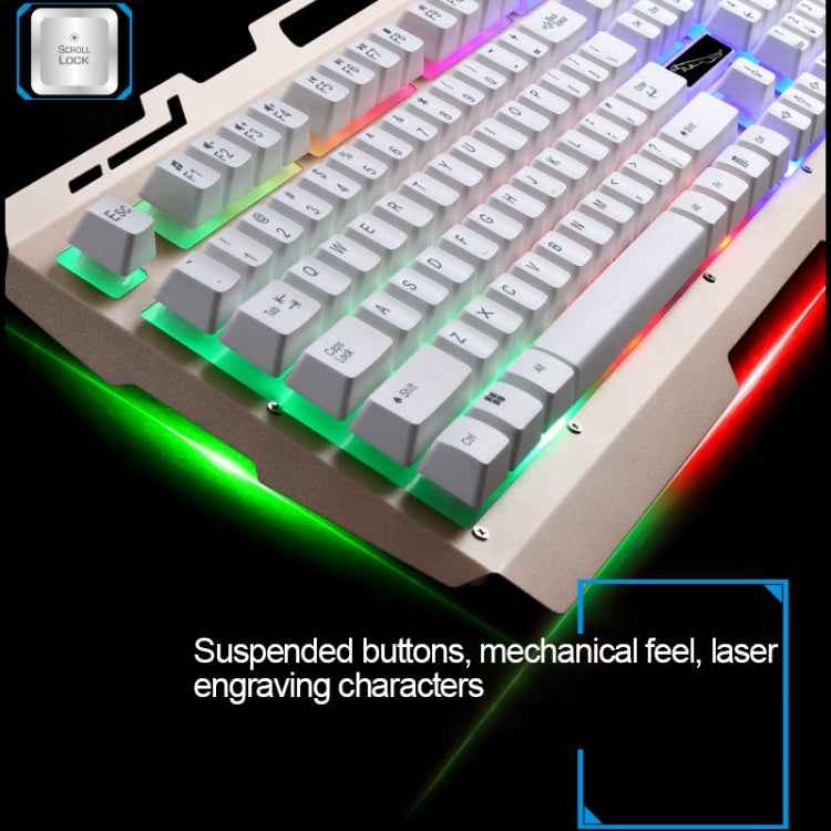 ZGB G700 104 Keys USB Wired Mechanical Feel Glowing Metal Panel Suspension Gaming Keyboard with Phone Holder