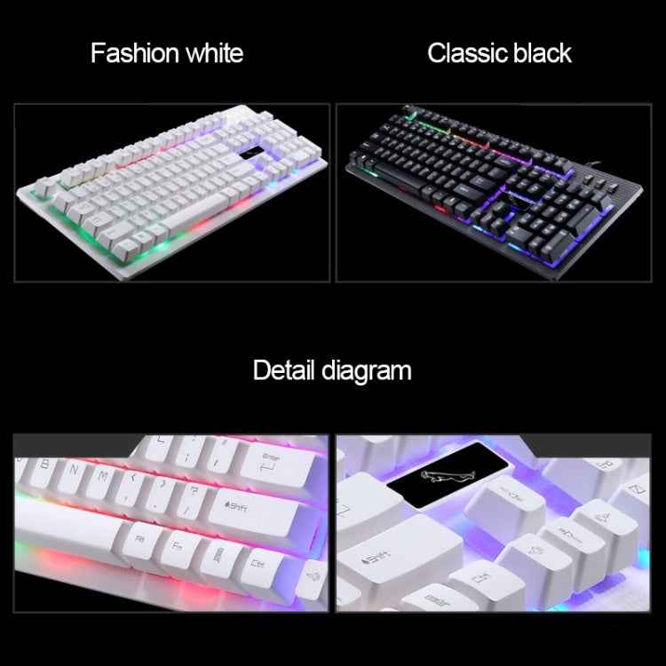 ZGB G20 1600 DPI Professional Wired Glowing Mechanical Feel Suspension Keyboard + Optical Mouse Kit for Laptop, PC